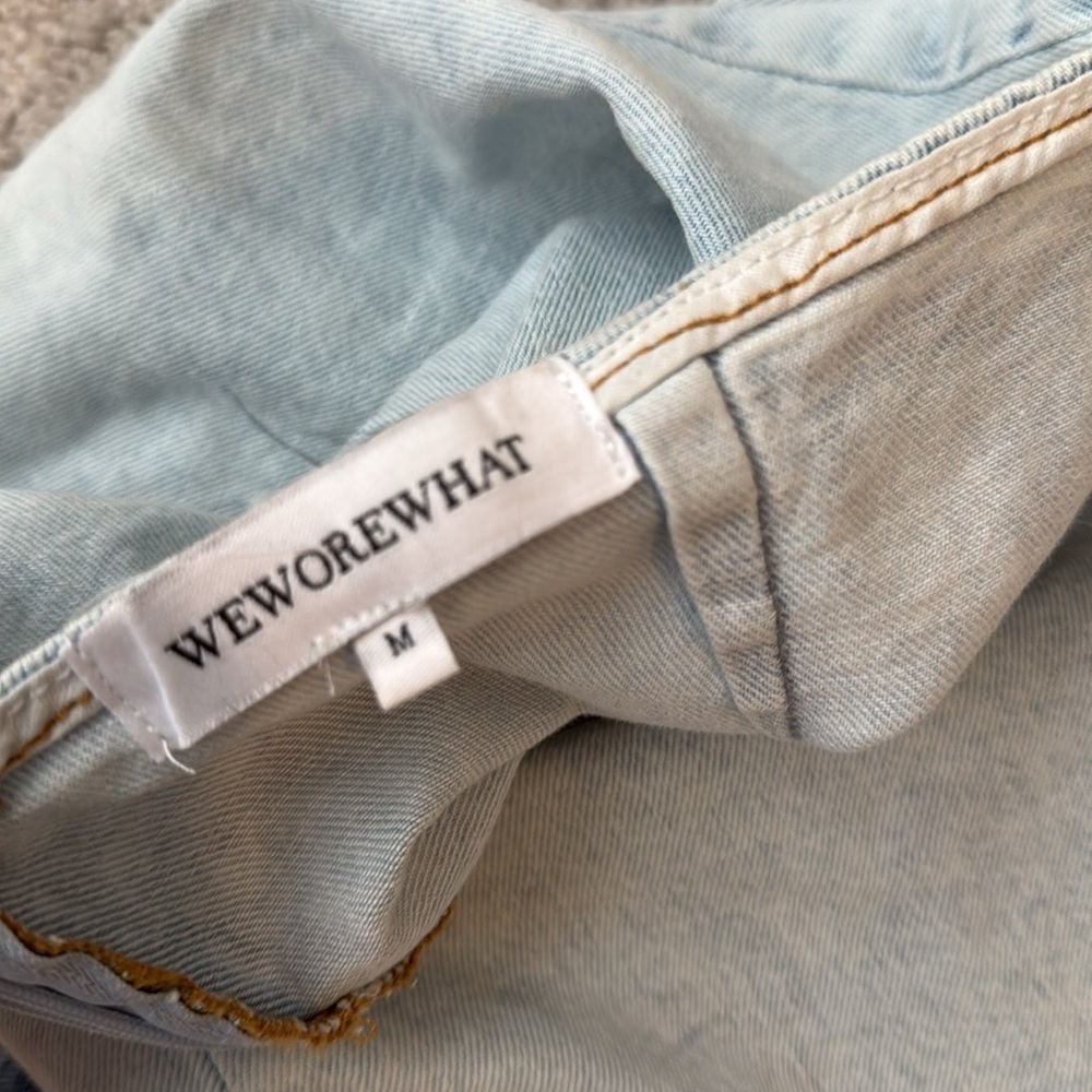 WeWoreWhat Cut-Out Denim Mini Skirt | Size Medium - Picture 3 of 9